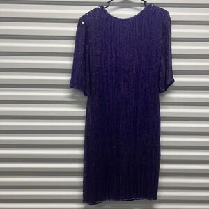 Modi Womens Purple Silk Sequin Beaded Cocktail Dress Size M 8-10 Vintage Formal